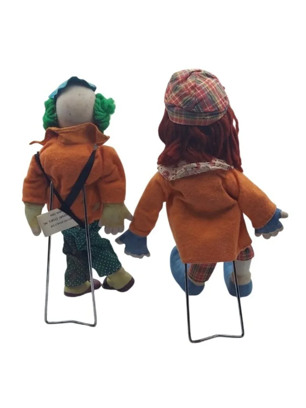 Porcelain Hobo Clown Figurine Doll w/ Display Stand Set of 4 Vintage Collectible